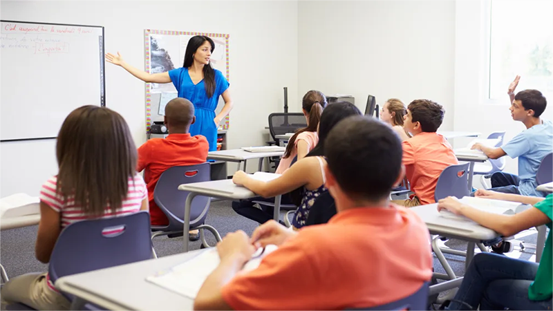 Students in an English language class